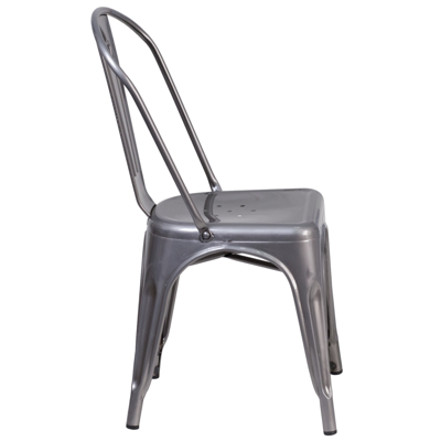 Flash Furniture Clear Coated Metal Indoor Stackable Chair In Gray