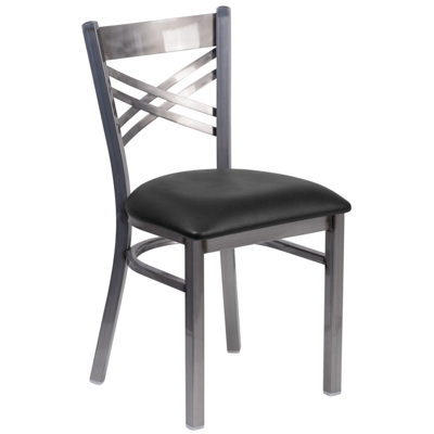Flash Furniture Hercules Series Clear Coated ''x''restaurant Chair In Black