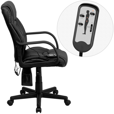 Flash Furniture Mid-back Massaging Black Leather Executive Swivel Chair With Arms