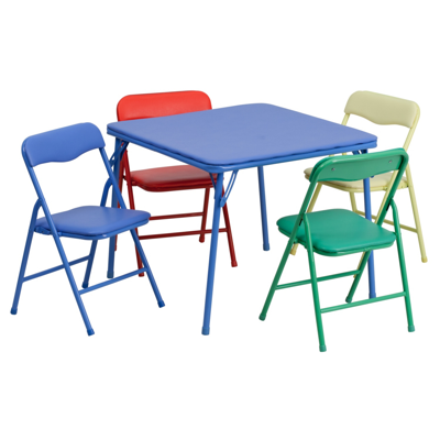 Flash Furniture Kids Colorful 5 Piece Folding Table And Chair Set In Multi