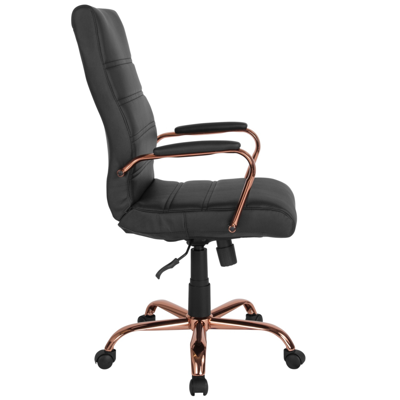 Flash Furniture High Back Black Leather Executive Swivel Chair With Gold Frame And Arms