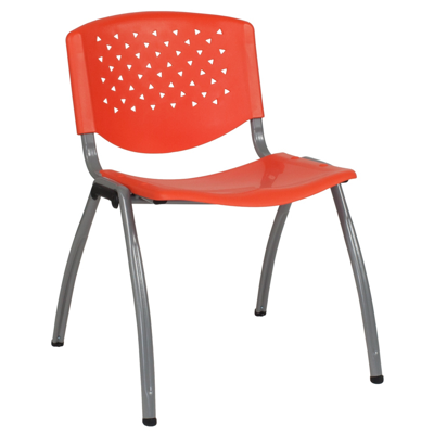 Flash Furniture Hercules Series 880 Lb. Capacity Orange Plastic Stack Chair With Titanium Frame