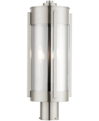 Livex Sheridan 2 Light Outdoor Post Top Lantern In Brushed Nickel