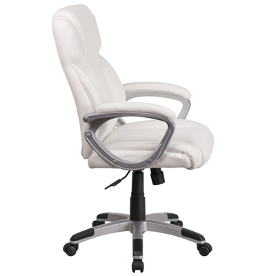 Flash Furniture Mid-back White Leather Executive Swivel Chair With Padded Arms