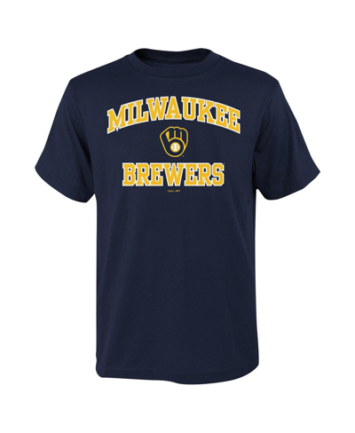 Fanatics Kids' Big Boys  Navy Milwaukee Brewers Heart & Soul T-shirt