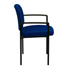 FLASH FURNITURE COMFORT NAVY FABRIC STACKABLE STEEL SIDE RECEPTION CHAIR WITH ARMS