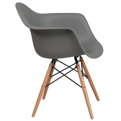 Flash Furniture Alonza Series Moss Gray Plastic Chair With Wood Base
