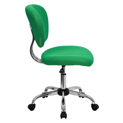 Flash Furniture Mid-back Bright Green Mesh Swivel Task Chair With Chrome Base And Arms