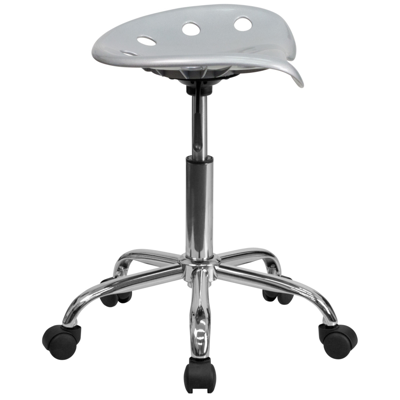 Flash Furniture Vibrant Silver Tractor Seat And Chrome Stool In Gray