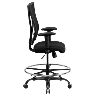 Flash Furniture Hercules Series Big & Tall 400 Lb. Rated Black Mesh Drafting Chair With Adjustable Arms