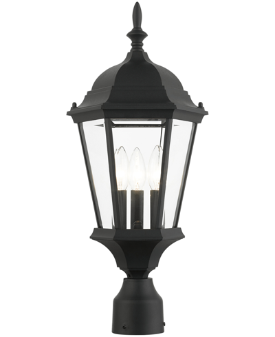 Livex Hamilton 3 Light Outdoor Post Top Lantern In Textured Black