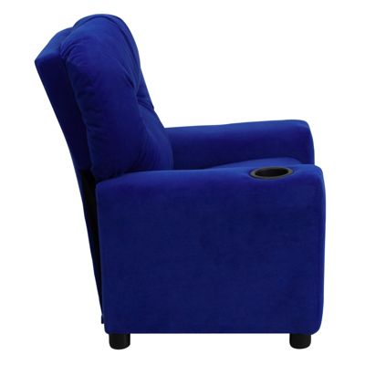 Flash Furniture Contemporary Blue Microfiber Kids Recliner With Cup Holder