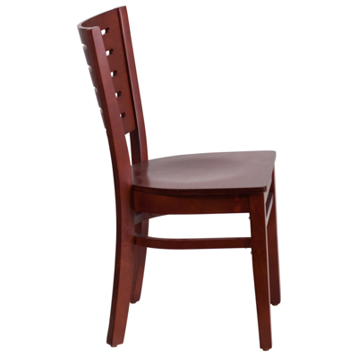 Flash Furniture Darby Series Slat Back Mahogany Wood Restaurant Chair In Brown