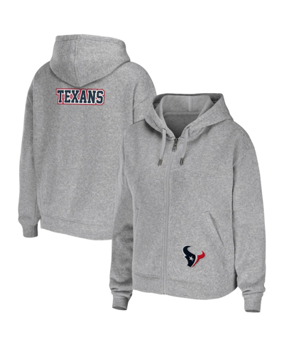 Wear By Erin Andrews Women's  Heathered Gray Houston Texans Team Full-zip Hoodie