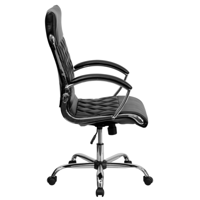 Flash Furniture High Back Designer Black Leather Executive Swivel Chair With Chrome Base And Arms