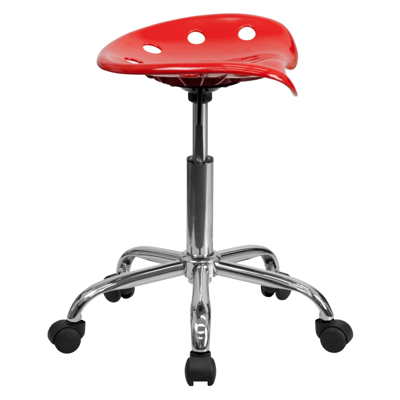 FLASH FURNITURE VIBRANT RED TRACTOR SEAT AND CHROME STOOL