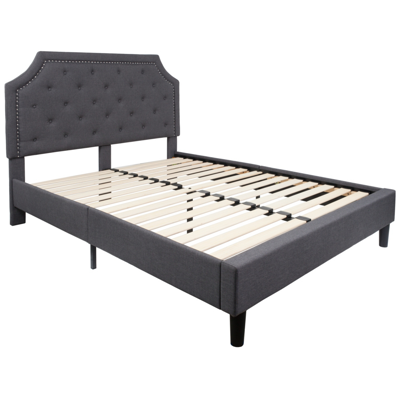Flash Furniture Brighton Queen Size Tufted Upholstered Platform Bed In Dark Gray Fabric
