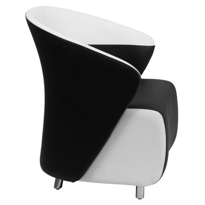 Flash Furniture Black Leather Lounge Chair With Melrose White Detailing
