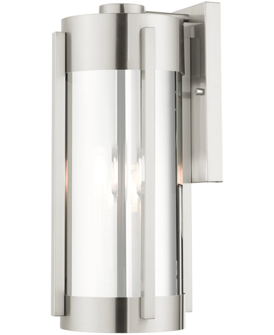 Livex Sheridan 3 Light Outdoor Wall Lantern In Brushed Nickel