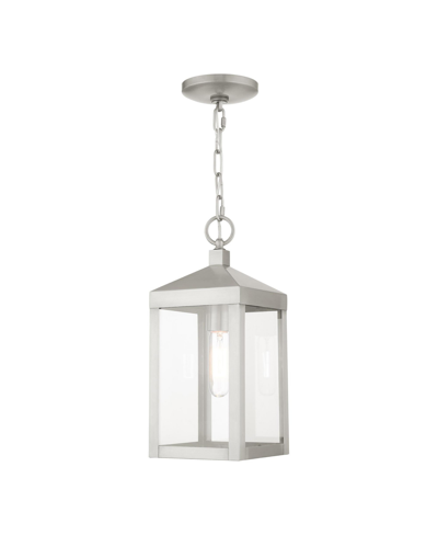 Livex Nyack 1 Light Outdoor Pendant Lantern In Brushed Nickel