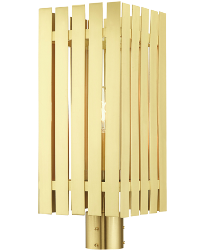 Livex Greenwick 1 Light Outdoor Post Top Lantern In Satin Brass