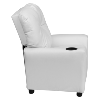 Flash Furniture Contemporary White Vinyl Kids Recliner With Cup Holder