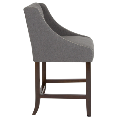 Flash Furniture Carmel Series 24" High Transitional Walnut Counter Height Stool With Accent Nail Trim In Dark Gray F