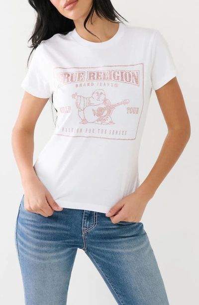 True Religion Brand Jeans Glitter Logo Graphic T-shirt In White