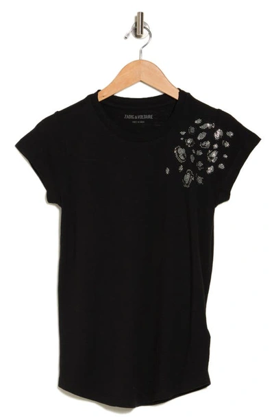 Zadig & Voltaire Skinny Leo Strass Tee In Noir