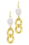 ADORNIA FRESHWATER PEARL CHAIN DROP EARRINGS