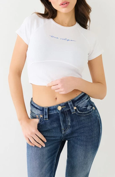 True Religion Brand Jeans Rib Logo Crop T-shirt In White