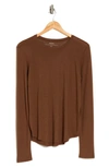 Vince Long Sleeve Pima Cotton Blend T-shirt In Bark