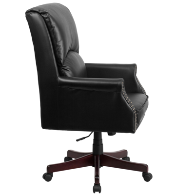 Flash Furniture High Back Pillow Back Black Leather Executive Swivel Chair With Arms