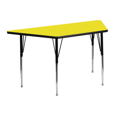 Flash Furniture 25''w X 45''l Trapezoid Yellow Hp Laminate Activity Table