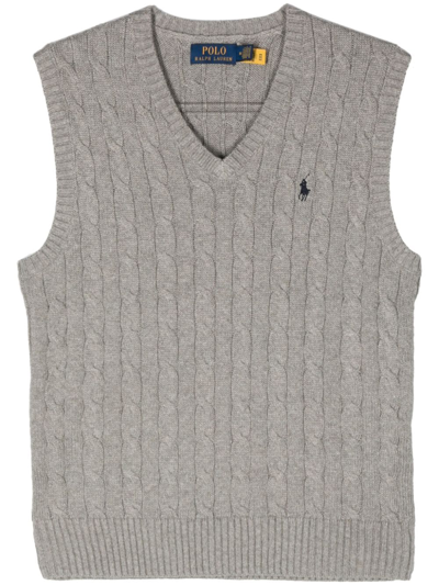 Polo Ralph Lauren Embroidered-logo Cotton Vest In Grau