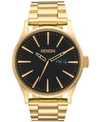 Nixon Men's Sentry Stainless Steel Bracelet Watch 42mm A356 In Gold/black