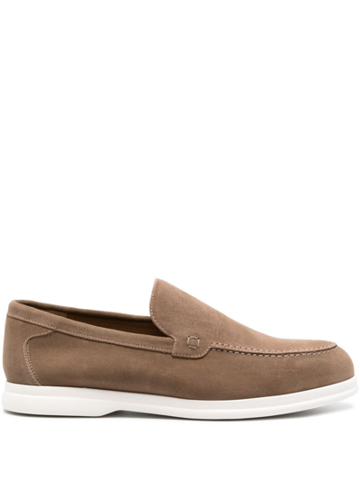 Doucal's Round-toe Suede Loafers In Brown