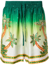 Casablanca Silk Shorts With Contrasting Trim And African Print In Multicolor