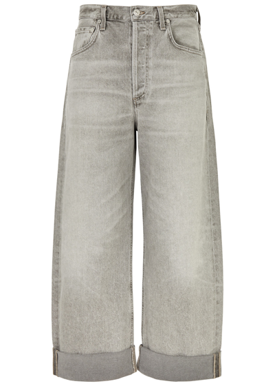 Citizens Of Humanity Ayla Mid-rise Wide-leg Jeans In Quartz Grey (lt Grey)