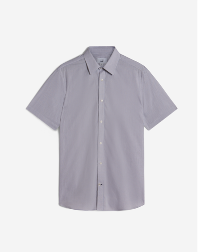 Dunhill Cotton Micro Check Point Collar Short Sleeve Tailoring Shirt In Blue