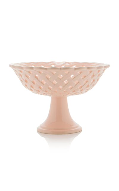 Moda Domus Openwork Creamware Compote Bowl In Pink