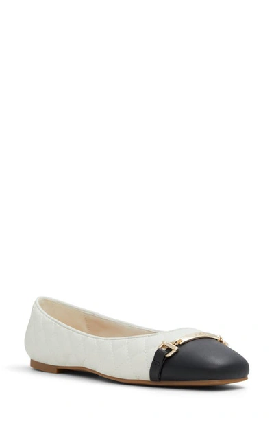 Aldo Leanne Bit Ballet Flat In White,black Quilted