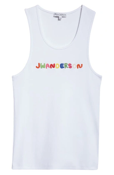 Jw Anderson Logo Embroidered Tank In White