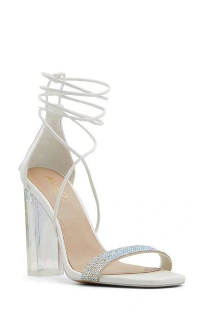 Aldo Onardonia Ankle Wrap Sandal In Clear,open Natural