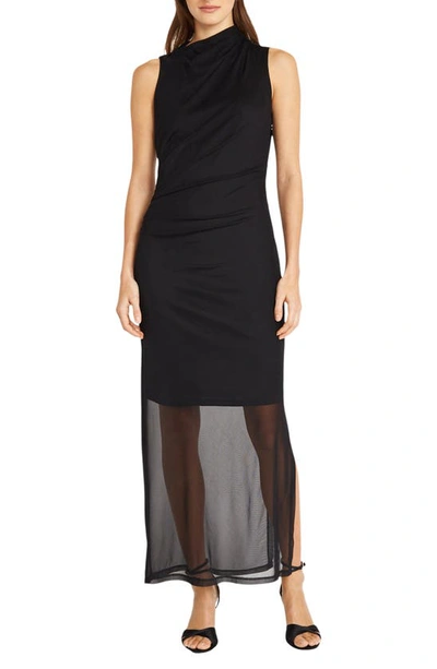 Donna Morgan For Maggy Sleeveless Mesh Midi Dress In Black