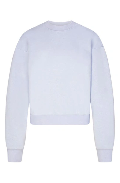 Skims Cotton Blend Fleece Crewneck Sweatshirt In Periwinkle