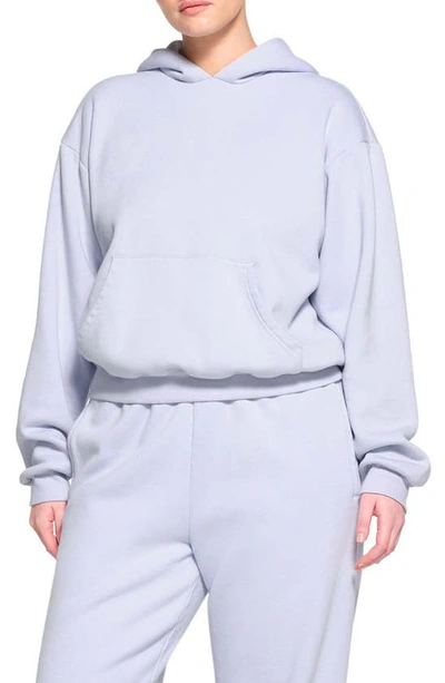 Skims Cotton Blend Fleece Hoodie In Periwinkle