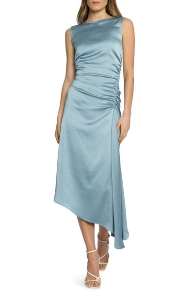 Luxely Finch Ruched Satin Midi Dress In Arona
