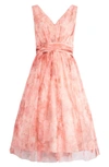 Eliza J Overlay Sleeveless V-neck Dress In Blush