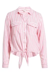 Beachlunchlounge Tie Hem Shirt In Pure Pink